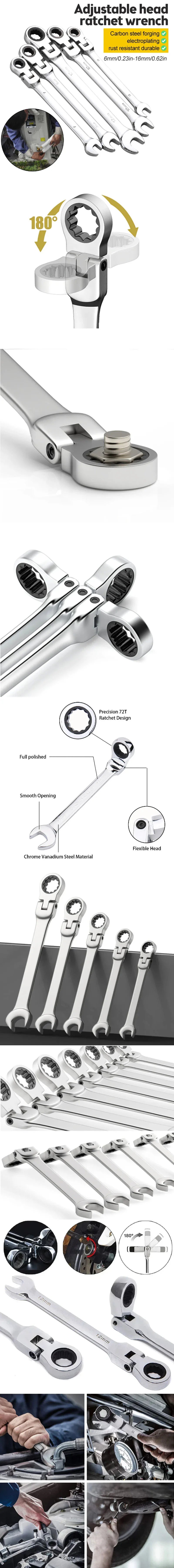 Chiave a cricchetto con testa viva, chiave aperta rapida a doppio scopo, strumento hardware, chiave a risparmio di forza, riparazione domestica, strumento manuale