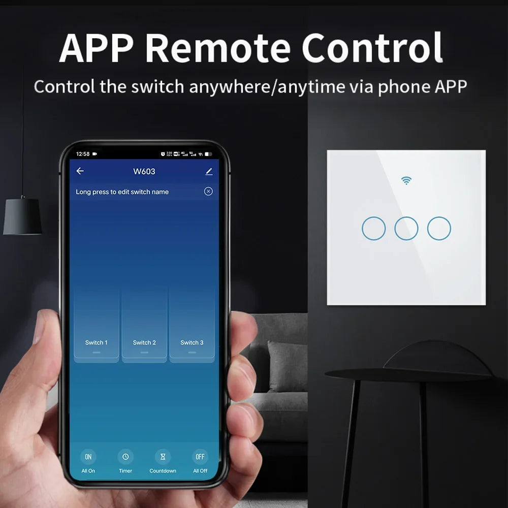 TNCE WIFI + Bluetooth Tuya Smart Switch 1/2/3/4 Gang Smart Life Home Light WiFi Touch Switch funziona con Google home Alexa