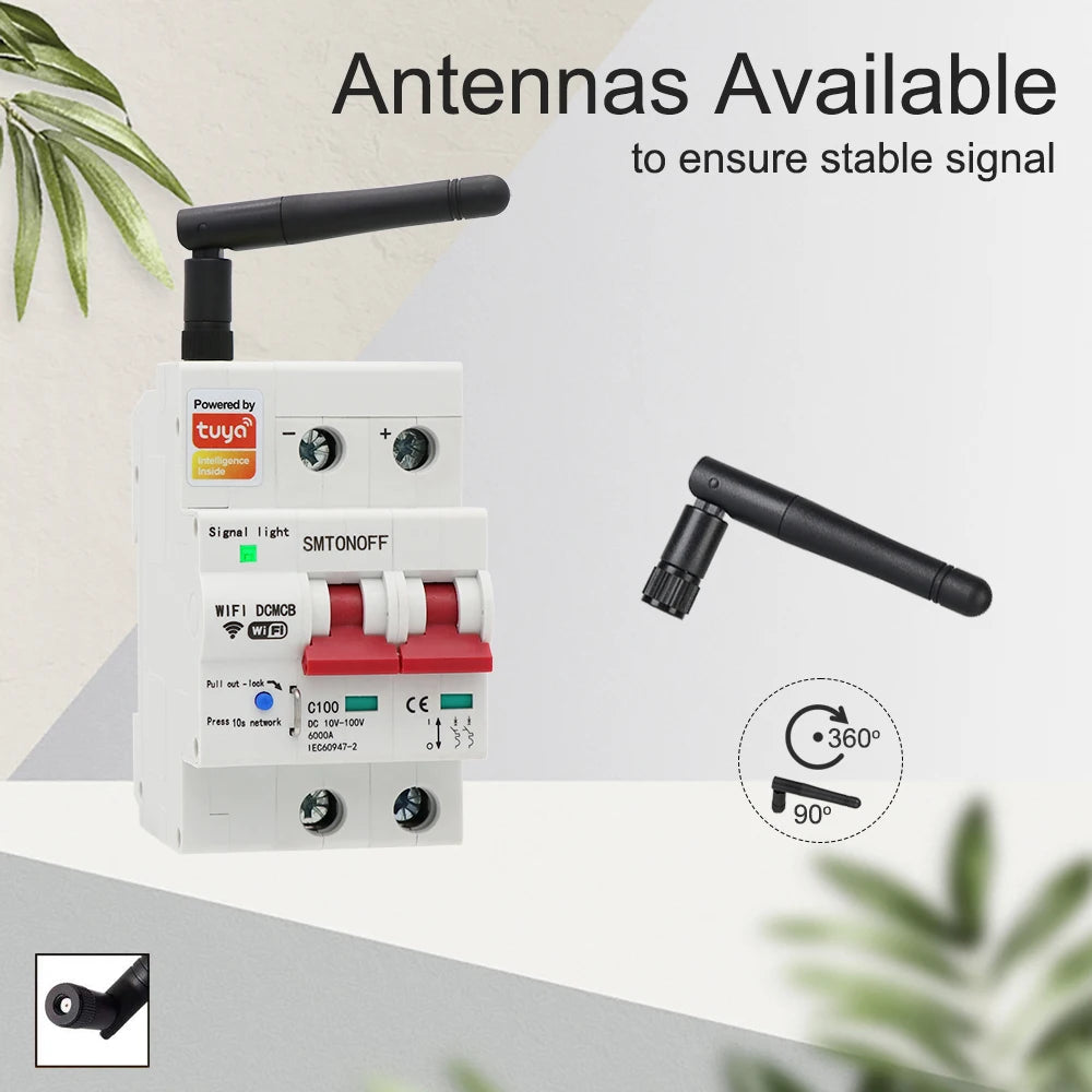 Tuay Smart life WiFi DC Smart Circuit Breaker 12V 24V 48Voverload protezione da cortocircuito con Alexa google home per Smart Home