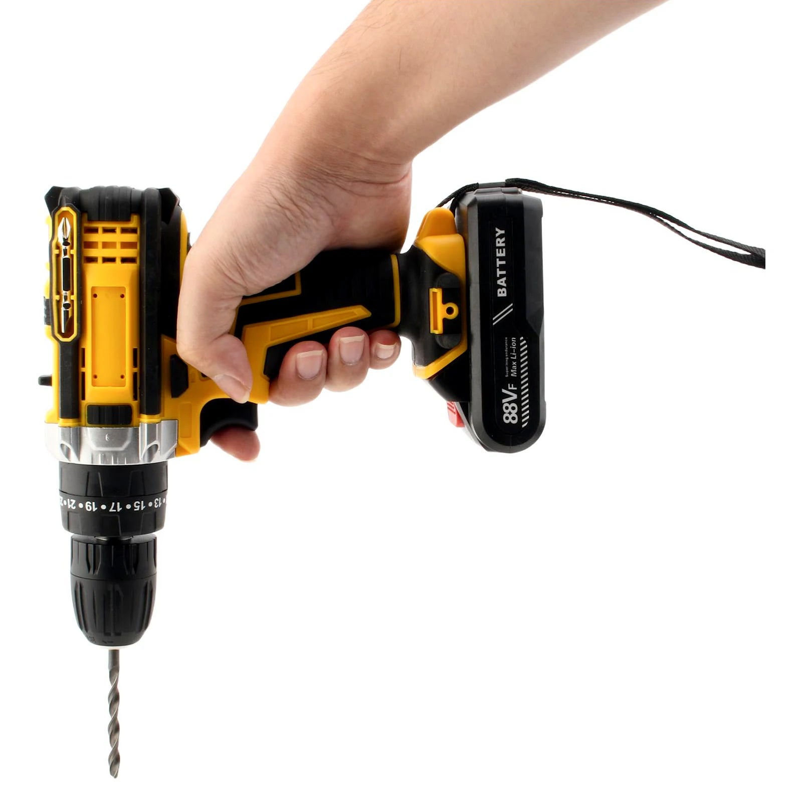 Cacciavite a percussione elettrico con coppia 25 + 3 Impostazione multifunzionale Cacciavite elettrico con trapano a batteria a 2 velocità con 2 batterie