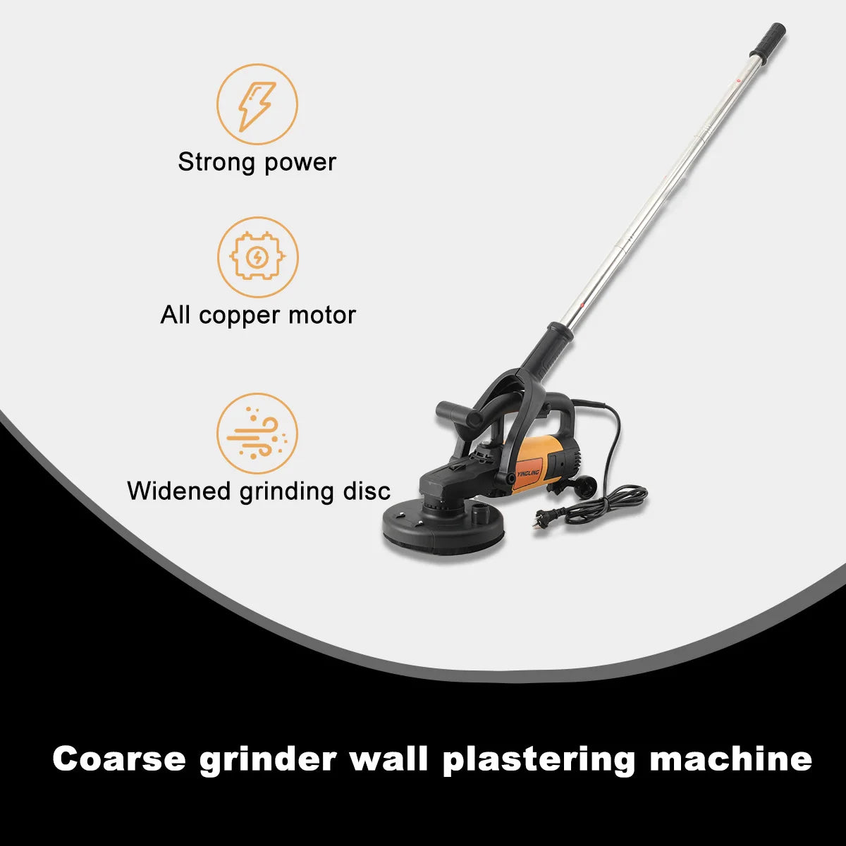 Rettificatrice per pareti 3800W Smerigliatrice grossolana portatile per intonacare le pareti con asta di prolunga per pareti, pavimenti in cemento, strumento per lucidare
