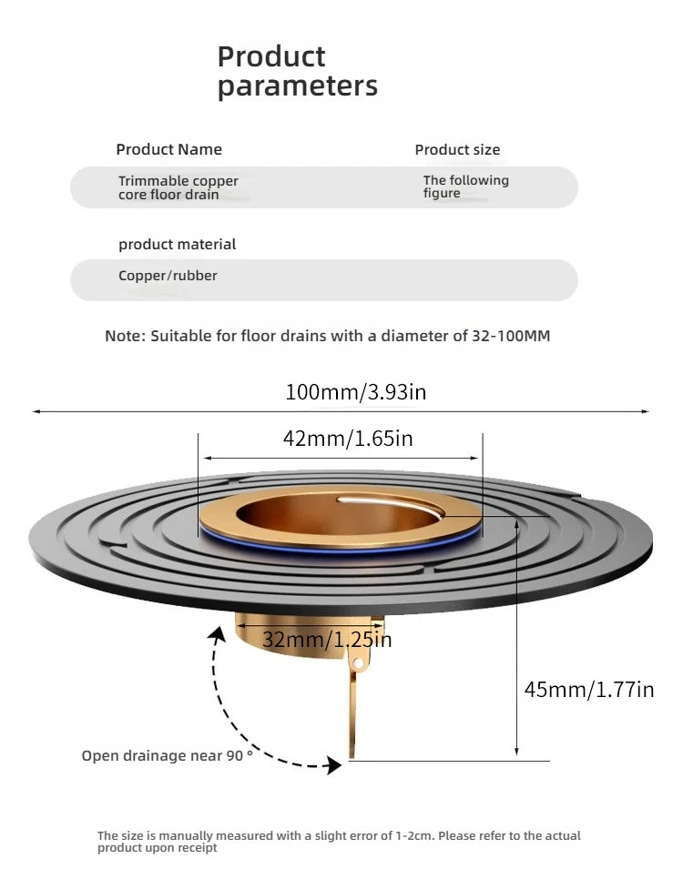 Coperchio per scarico a pavimento del bagno Tappo filtro per lavandino di drenaggio efficiente con prevenzione del riflusso Installazione semplice per WC con doccia