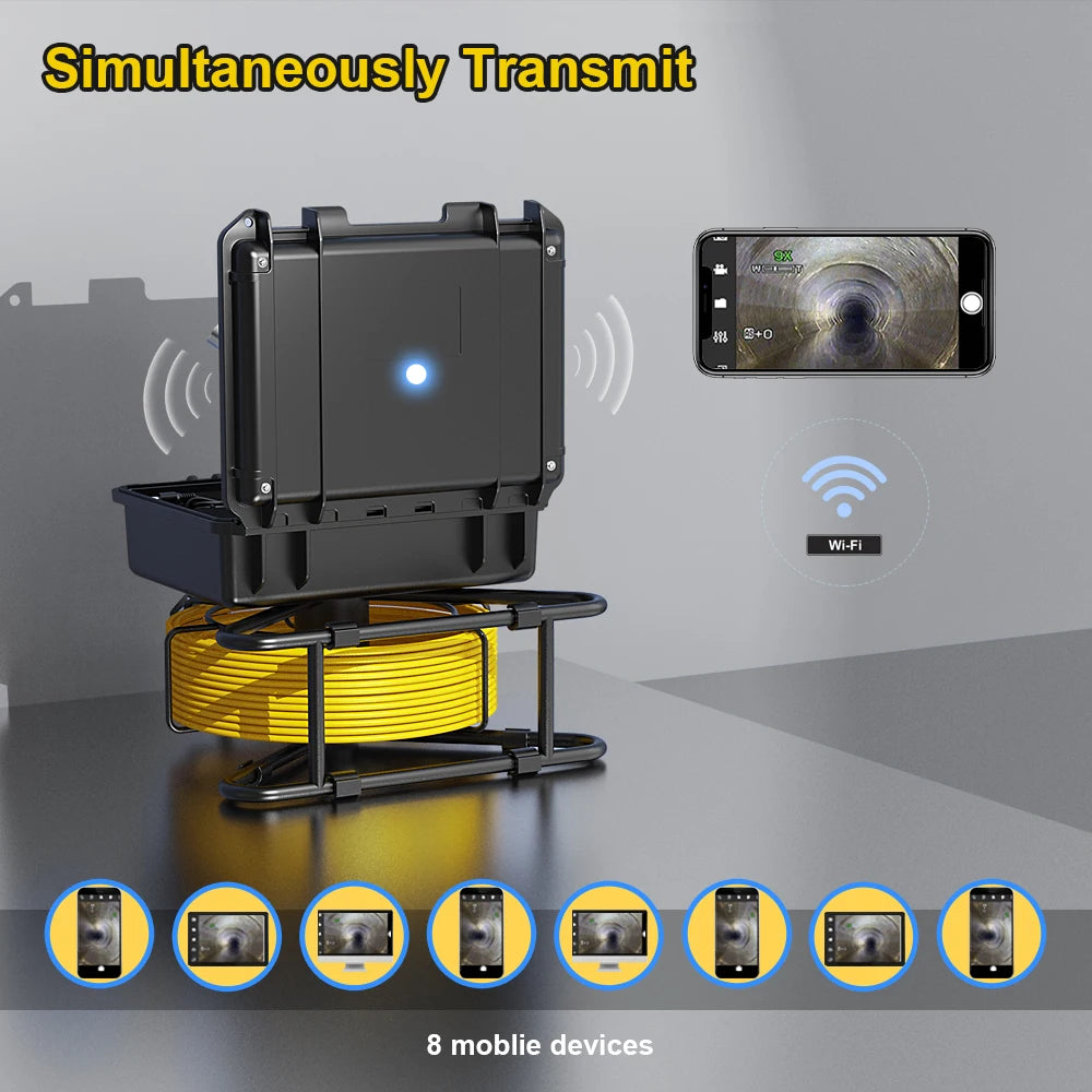 Contatore di distanza Ispezione fognaria Tubo 7" Ultra HD Wireless WiFi/DVR 23MM Videocamera Scarico Endoscopio industriale