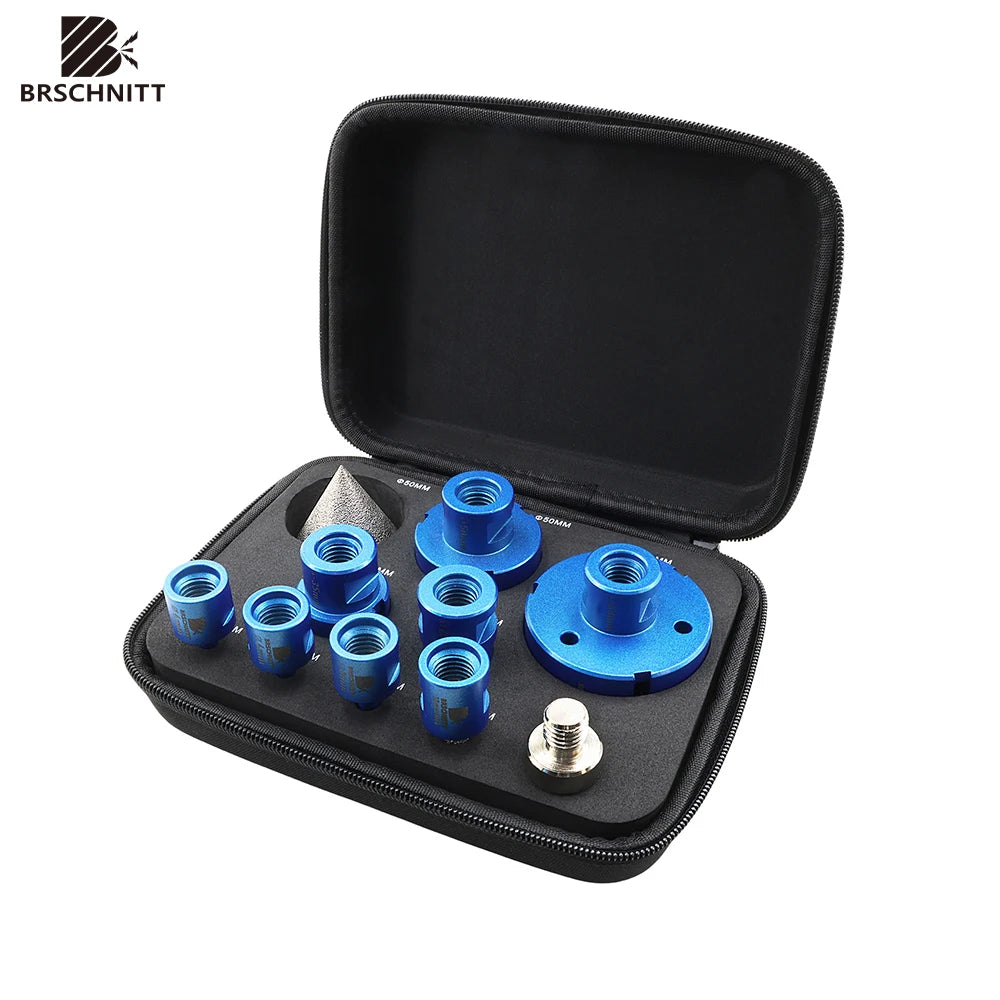 BRSCHNITT-Set di punte per piastrelle diamantate 6/8/25/35/50/68mm Adattatore per fresatura Granito Marmo Pietra Ceramica Porcellana 10 pezzi/kit di utensili