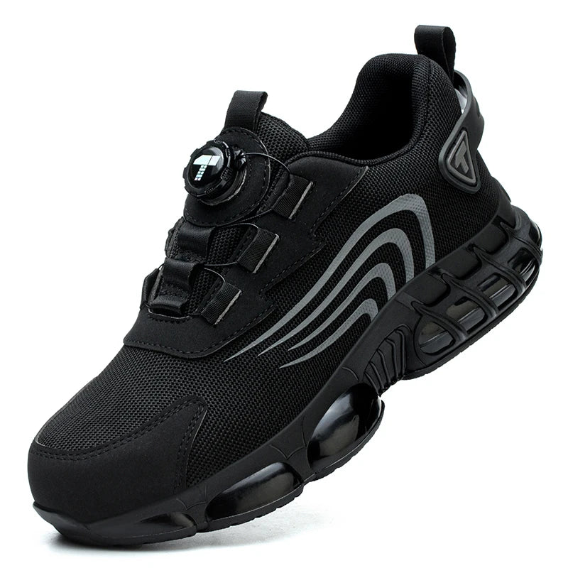 Nuove scarpe antinfortunistiche da uomo con bottone rotante, scarpe da lavoro anti-impatto e anti-perforanti, scarpe sportive da uomo alla moda e pro di sicurezza