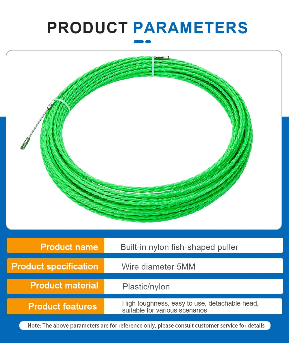 Estrattore per nastro guida per cavi da 5MM 5-50M estrattore in fibra di vetro per accessori per strumenti per condotti per cavi elettrici per telecomunicazioni