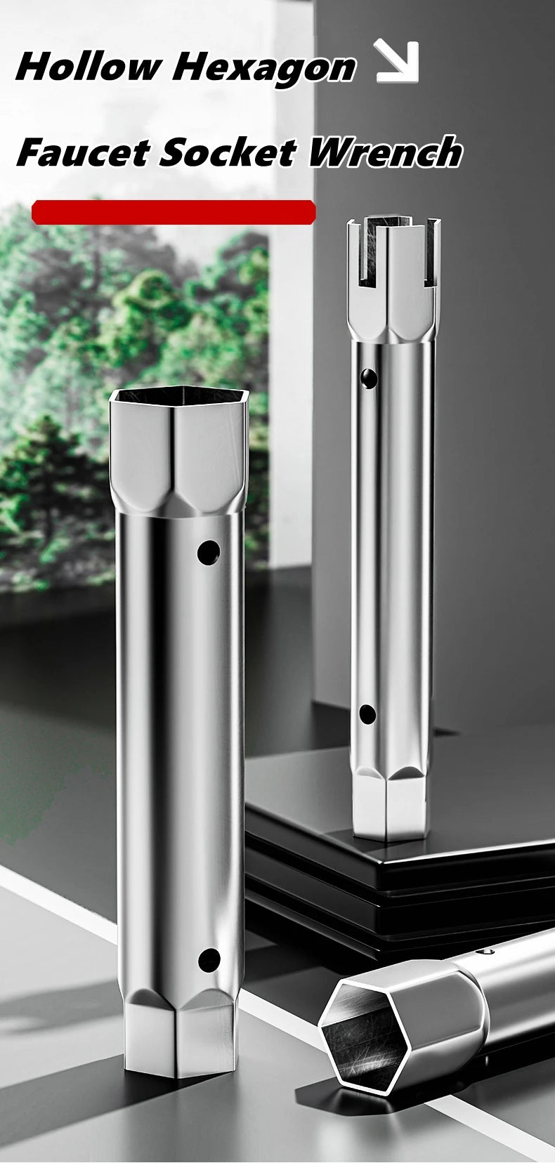 Chiave a bussola per valvola del rubinetto Chiave a bussola per asta di anodo idraulico 23-27mm 34-40mm Chiave tubolare a doppia estremità Chiave per installazione rubinetto