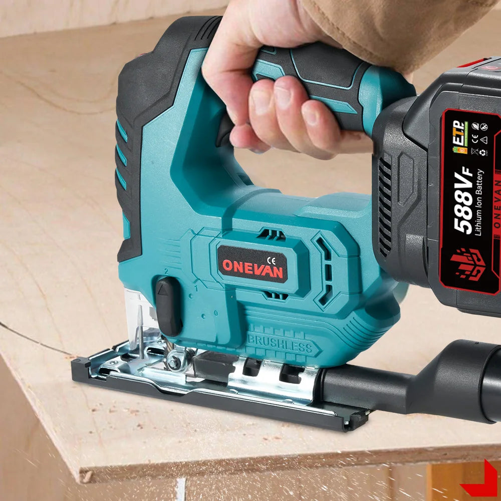 ONEVAN 26mm 3500RPM Seghetto alternativo elettrico senza spazzole 1000W Multi-Funzione 3 Velocità variabile Strumento per la lavorazione del legno Per Makita 18V Batteria pin