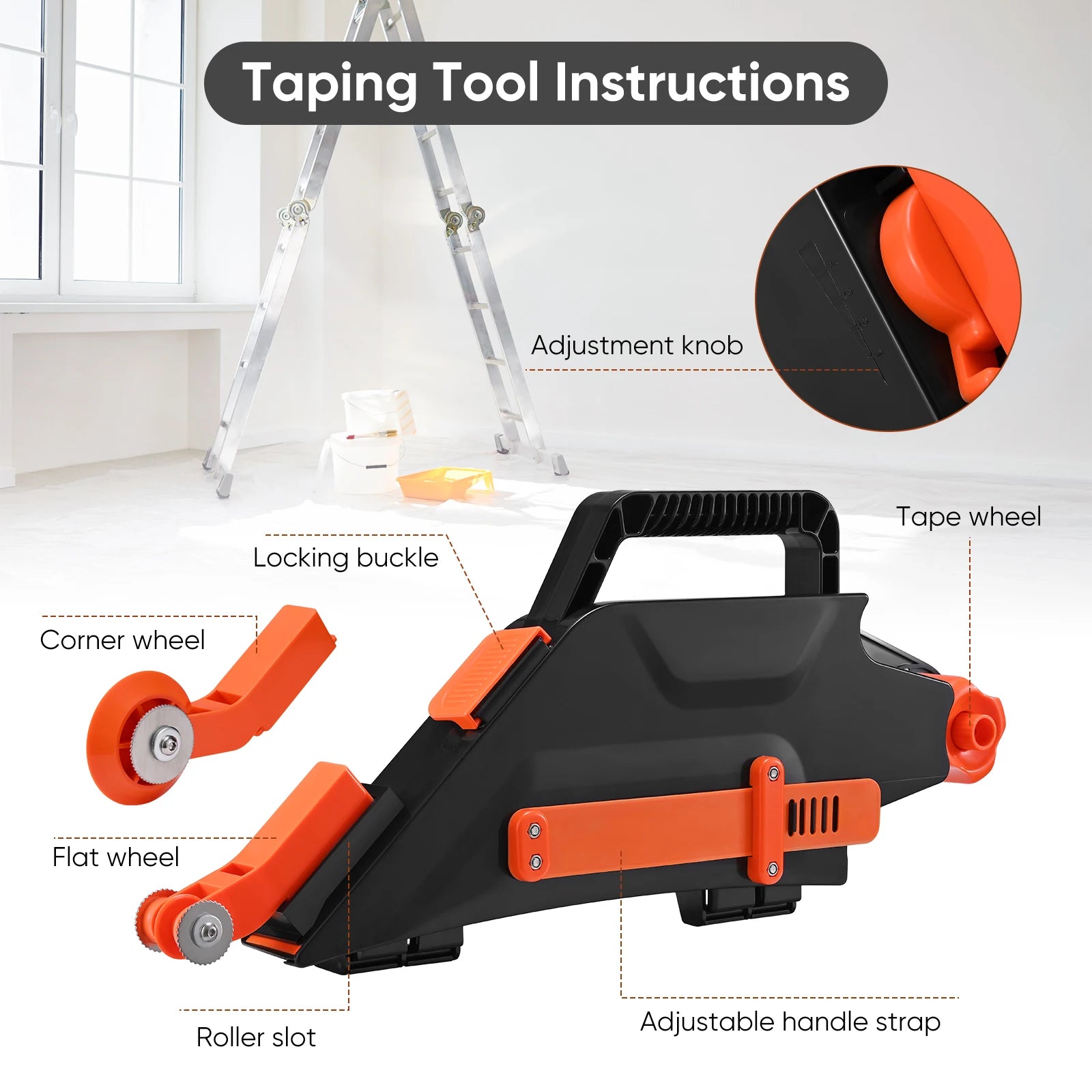 Strumento di giunzione per cartongesso Distributore di fango e kit di costruzione per riempimento giunti con rullo angolare interno reversibile Mano destra/sinistra