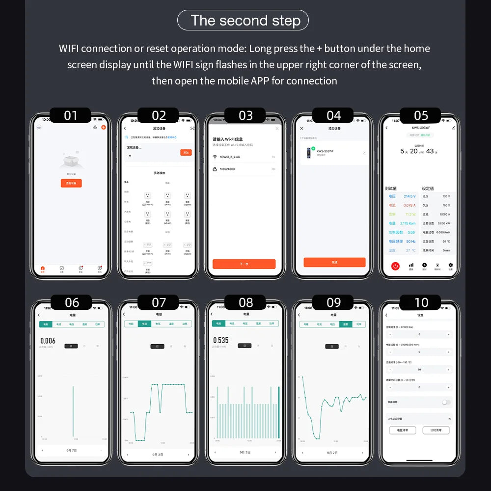 KWS-303 Tuya WiFi Misuratore di potenza APP Controllo 8 in1 Contatore di energia 85-290V/40A Misuratore di tensione e corrente Misuratore di elettricità Vita intelligente