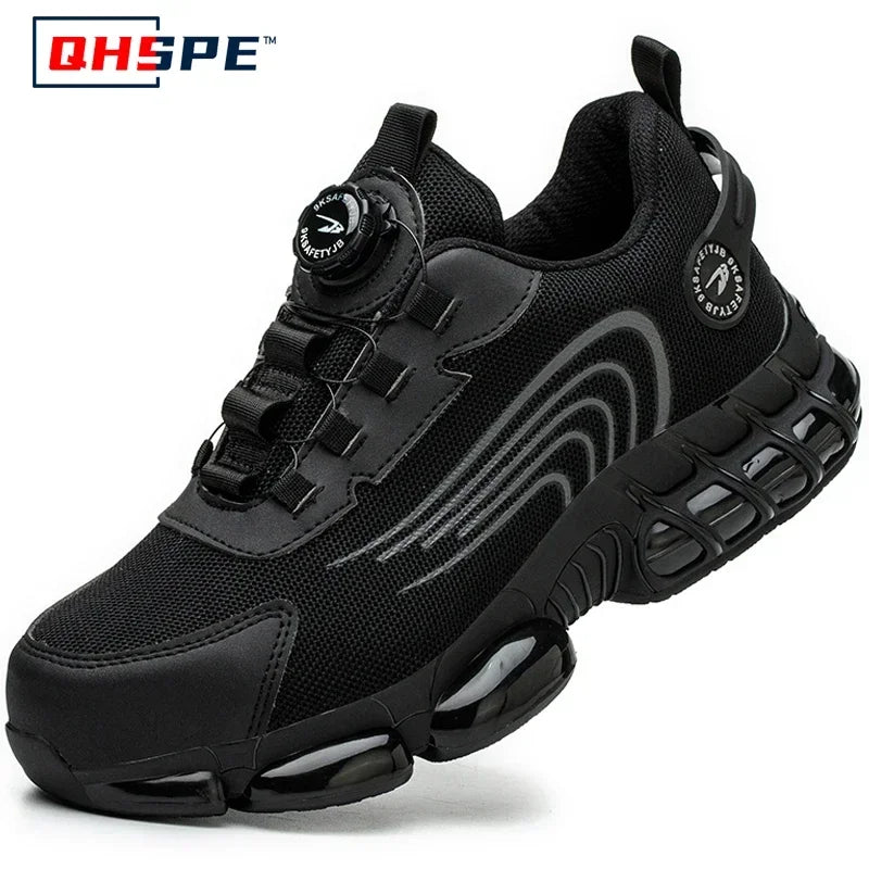 Pulsante rotante Nuove scarpe antinfortunistiche da uomo Scarpe da lavoro anti-smash anti-puntura Scarpe sportive da uomo di moda Stivali protettivi di sicurezza da uomo