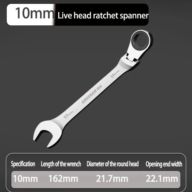 Chiave a cricchetto con testa viva, chiave aperta rapida a doppio scopo, strumento hardware, chiave a risparmio di forza, riparazione domestica, strumento manuale