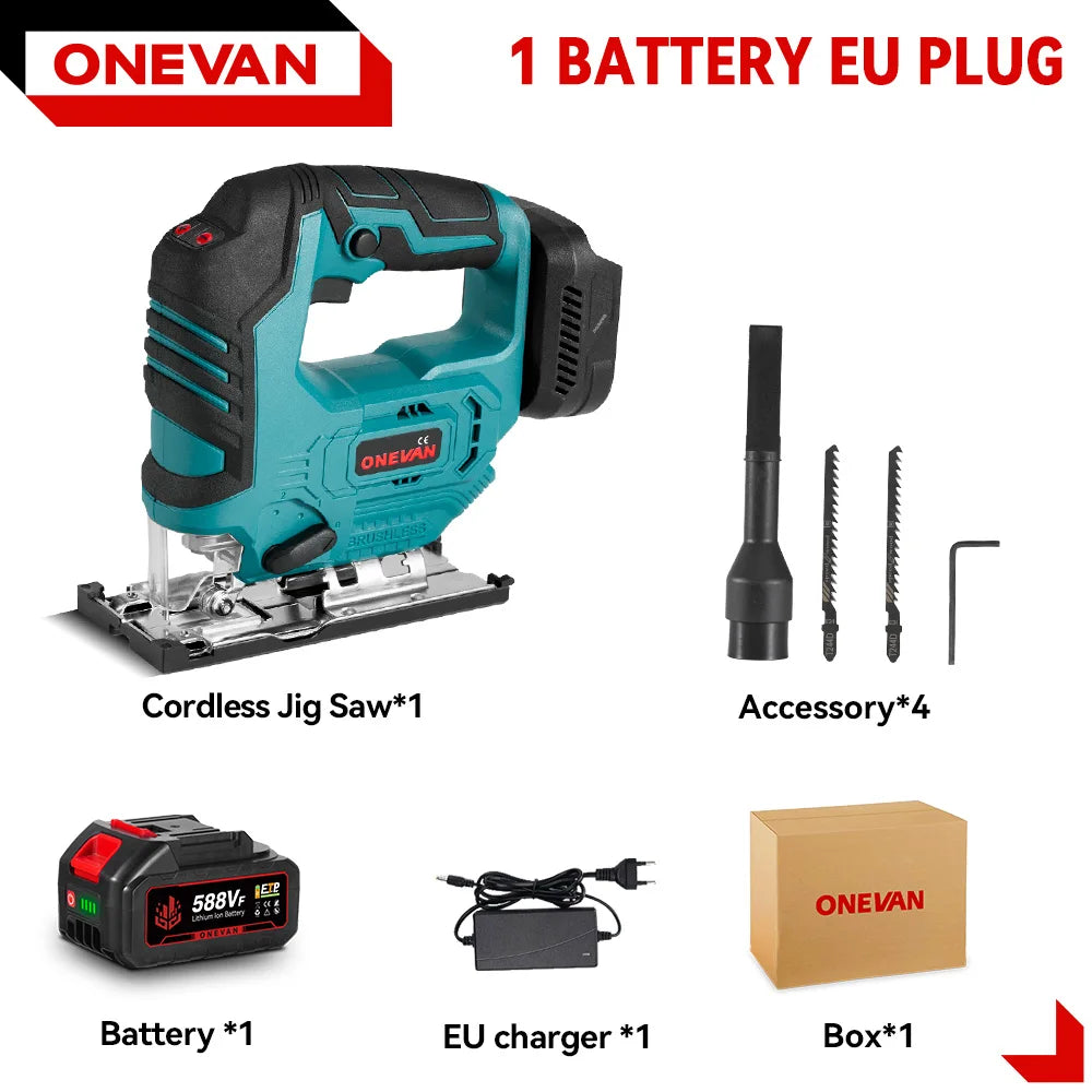 ONEVAN 26mm 3500RPM Seghetto alternativo elettrico senza spazzole 1000W Multi-Funzione 3 Velocità variabile Strumento per la lavorazione del legno Per Makita 18V Batteria pin