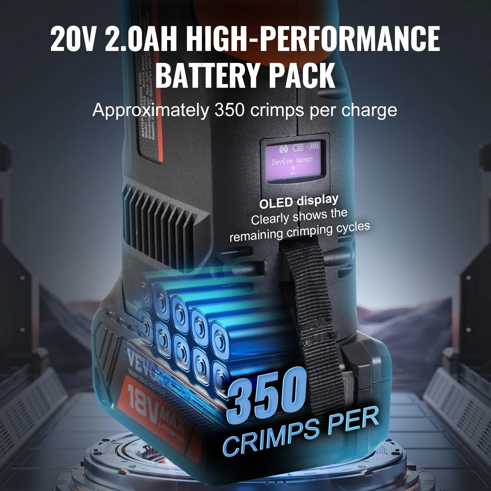 VEVOR Strumenti per crimpare tubi Raccordi per tubi in rame Piegatrice Kit di strumenti per pressatura idraulica V15 V22 V28 ganasce con 2 batterie 20V 4.0Ah