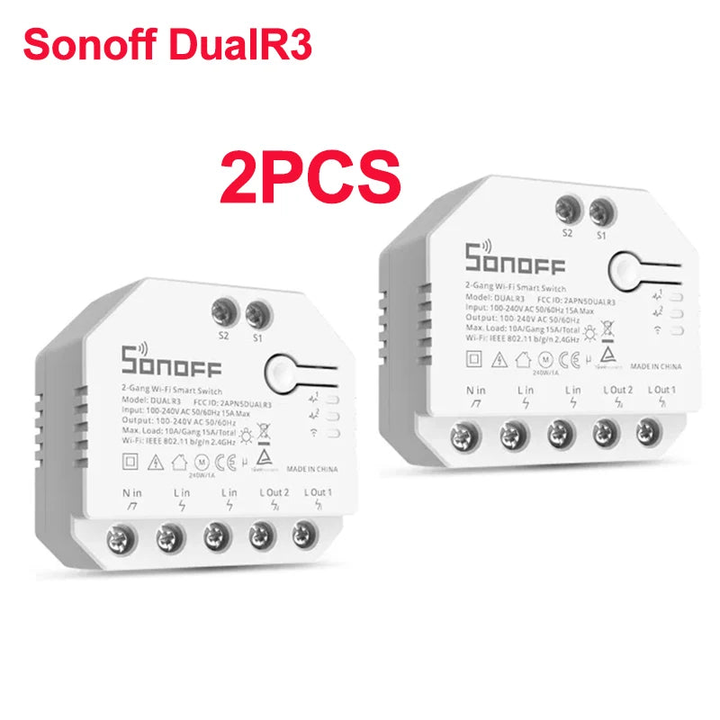 SONOFF Dual R3 2 Gang Wifi Smart Switch Modulo relè doppio con misurazione della potenza Controllo intelligente dell'interruttore dell'otturatore a rullo tramite ewelink