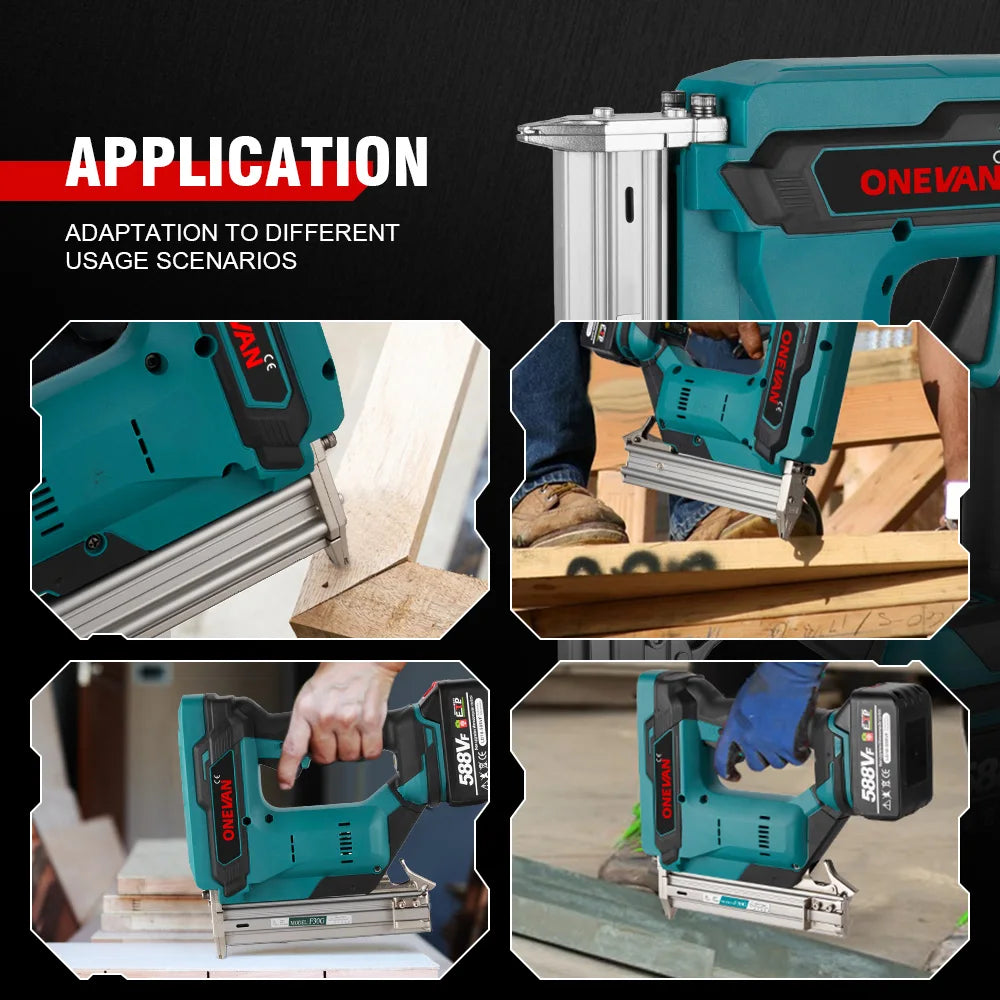 ONEVAN F30G 30 MILLIMETRI Brushless Pistola Sparachiodi Elettrica Cordless Cucitrice Chiodatrice Batteria Al Litio Chiodatura Strumento di Potere Per Makita Batteria Spille