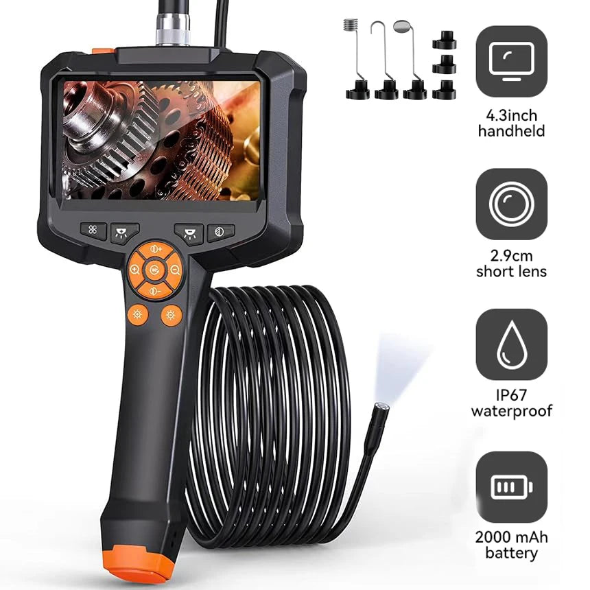 Telecamera per endoscopio industriale 4.3 "Singola doppia lente HD 1080P Periscopio per ispezione auto IP67 Telecamera per fognature impermeabile con LED