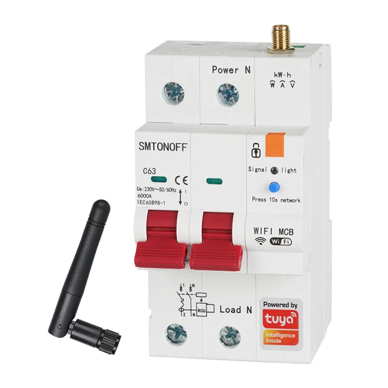 Tuya Smart WiFi 2P 63A MCB RS485 interruttore contatore prepagato interruttore Timer tensione protezione corrente controllo vocale Alexa Google Alice