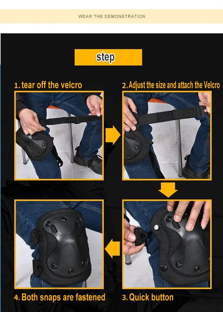 Ginocchiera tattica mimetica unisex Gomitiere Protezione per ginocchio per uomo Donna Sport all'aria aperta Lavoro Caccia Pattinaggio Attrezzatura di sicurezza Ginocchiera