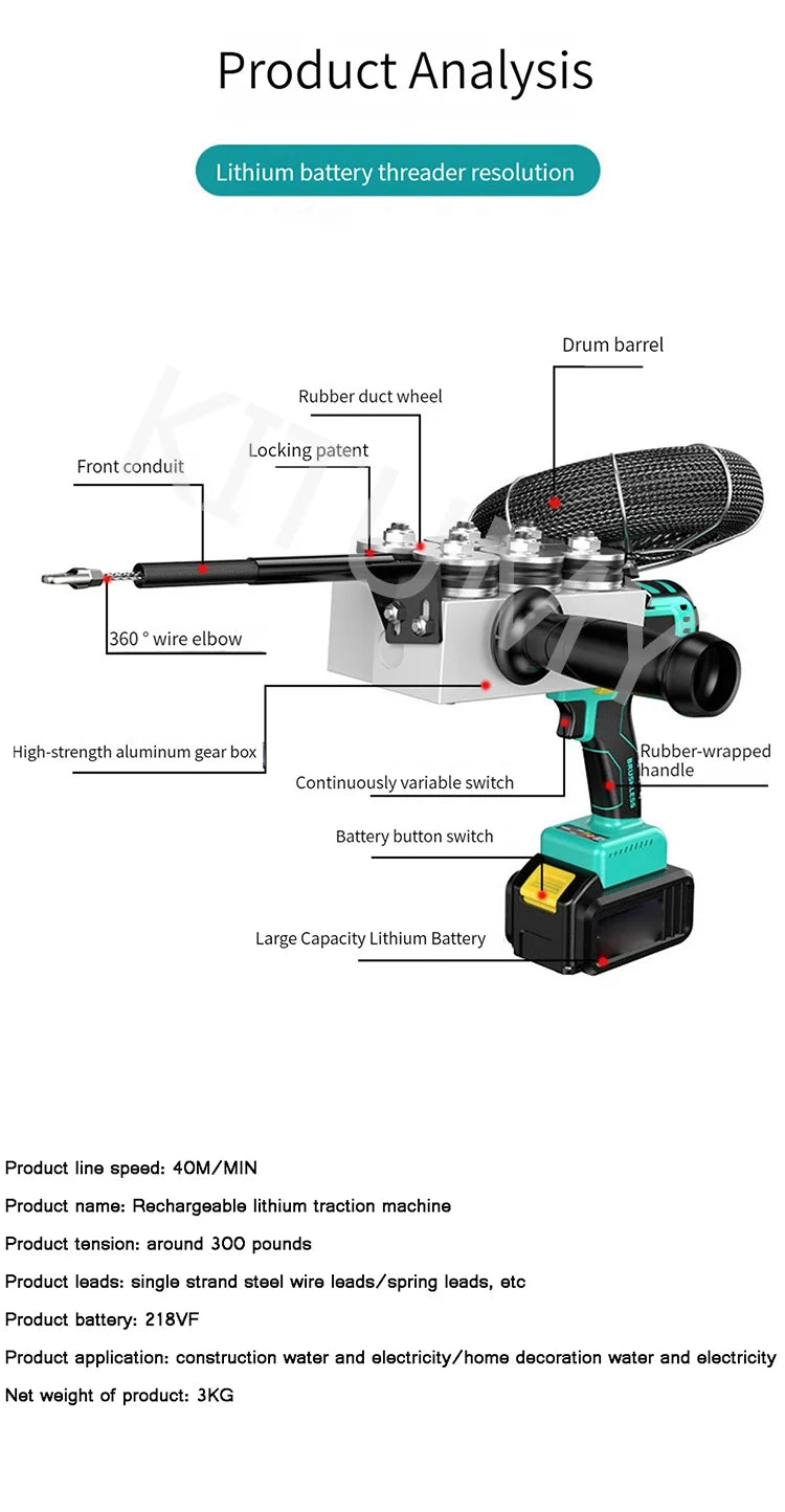 Filettatrice elettrica automatica del cavo della batteria al litio artefatto idraulico estrattore per cavi filettatrice per tubi