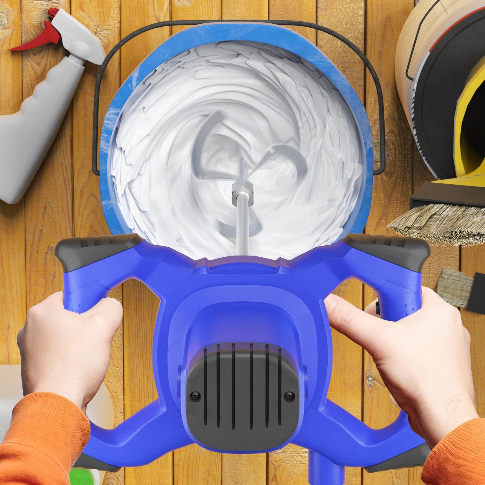 Miscelatore a paletta portatile da 2800 W a 6 velocità, agitatore elettrico per trapano, strumento di agitazione per malta, malta, vernice, cemento, intonacatura del gesso