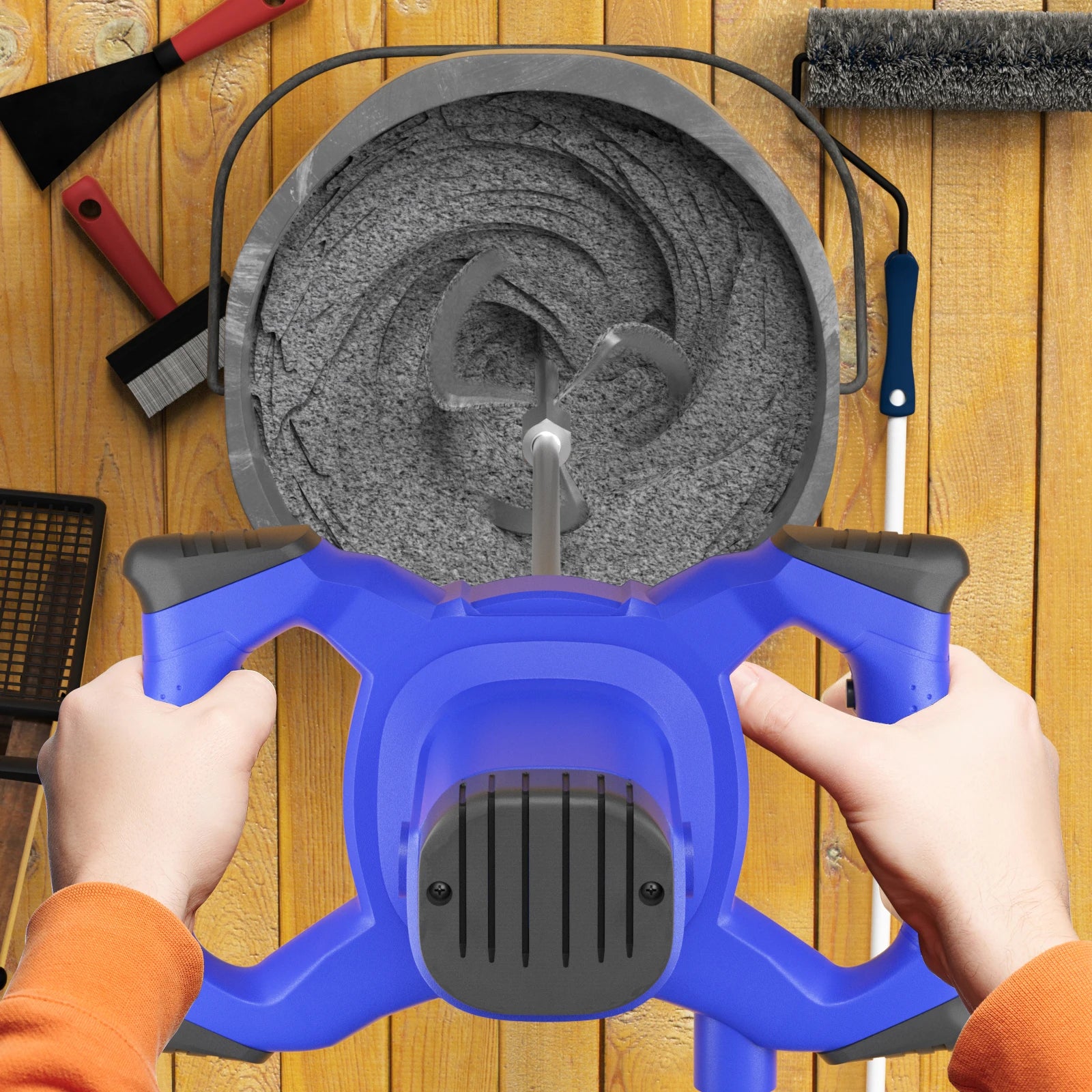 Miscelatore a paletta portatile da 2800 W a 6 velocità, agitatore elettrico per trapano, strumento di agitazione per malta, malta, vernice, cemento, intonacatura del gesso