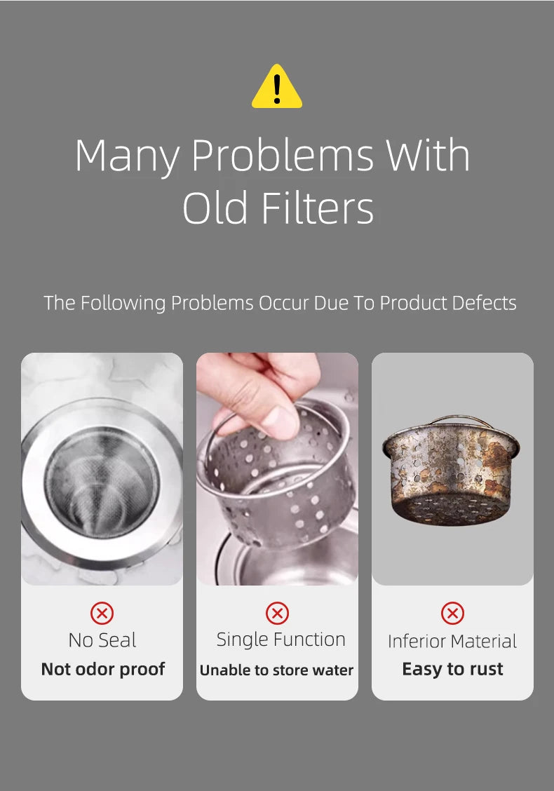 Lavello da cucina filtro di scarico tappo per lavello Pop-Up in acciaio inossidabile tappo per lavello Anti-intasamento cestello per alimenti filtro per odori tappo per lavello