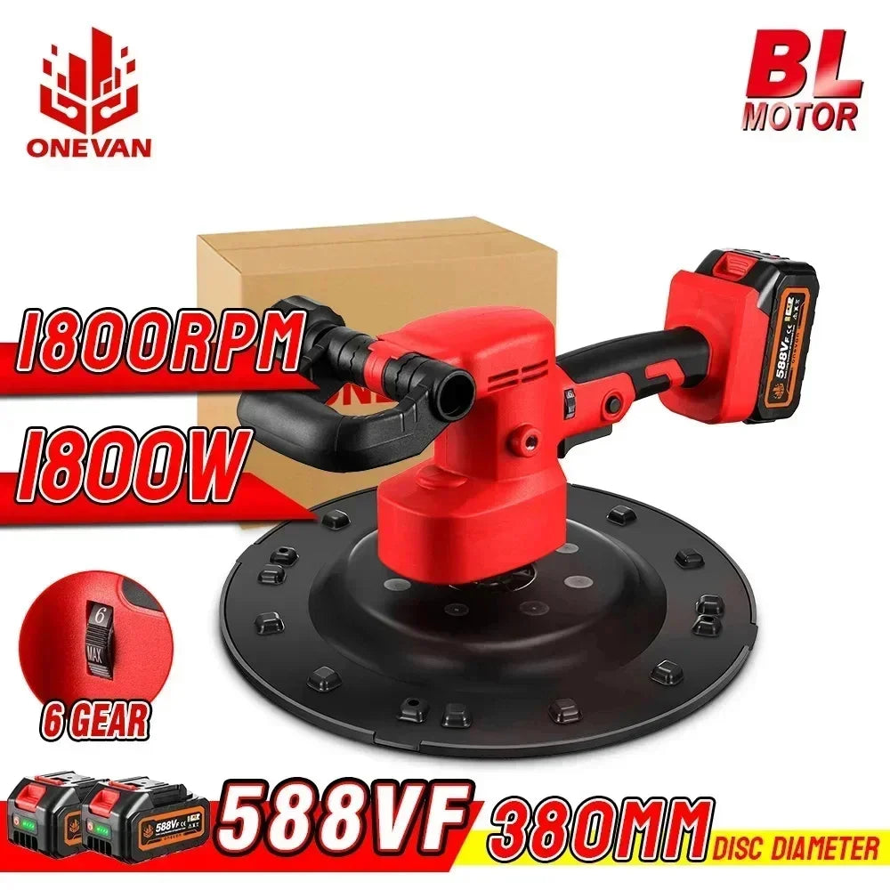 ONEVAN Brushless 380MM Levigatrice per cartongesso Levigatrice da parete Levigatrice da parete a velocità variabile Lucidatrice da muro per utensili elettrici 21V 18V