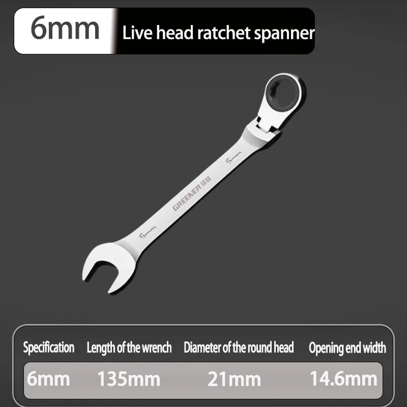 Chiave a cricchetto con testa viva, chiave aperta rapida a doppio scopo, strumento hardware, chiave a risparmio di forza, riparazione domestica, strumento manuale