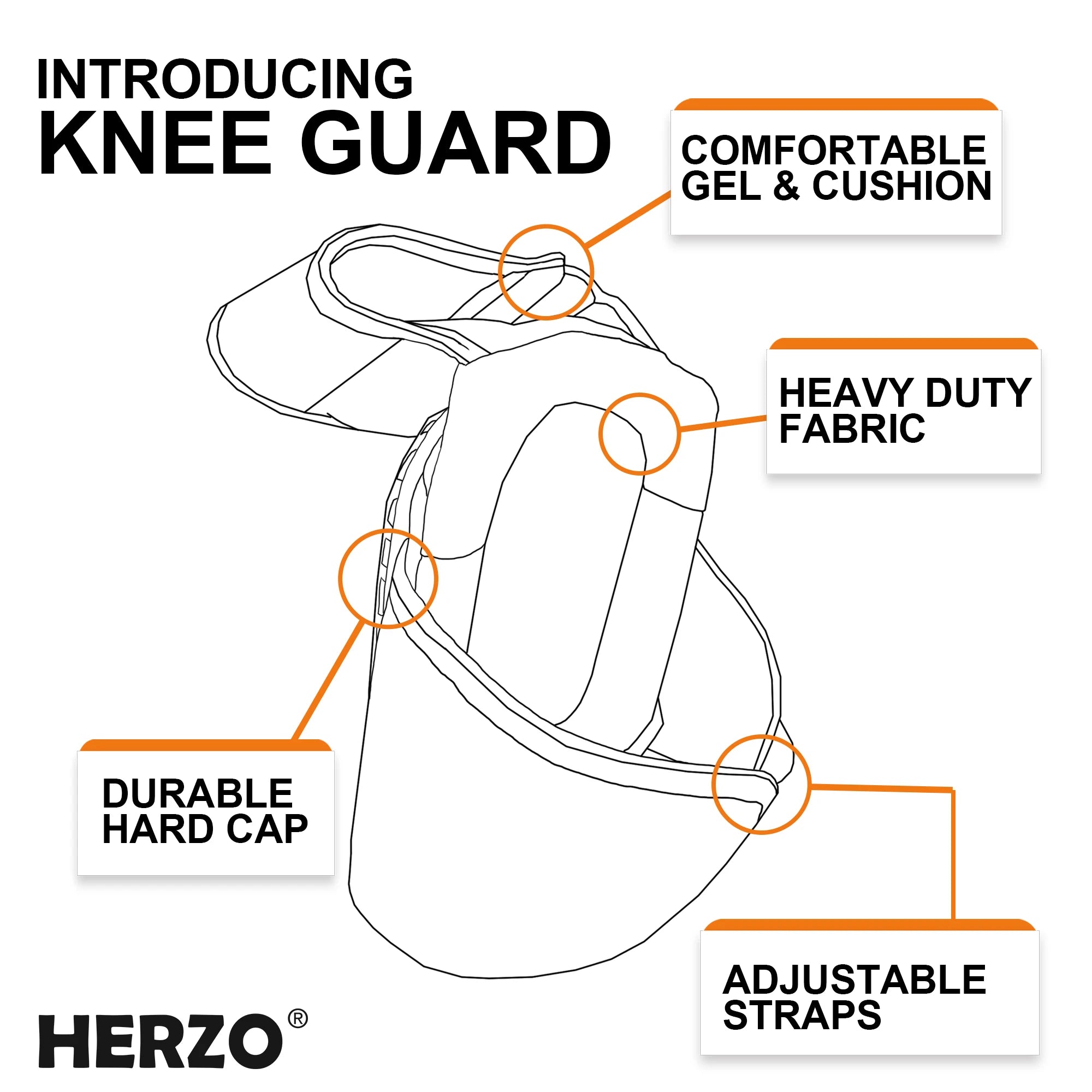 Ginocchiere HERZO per protezione resistente del ginocchio, comode lavori antiscivolo edili