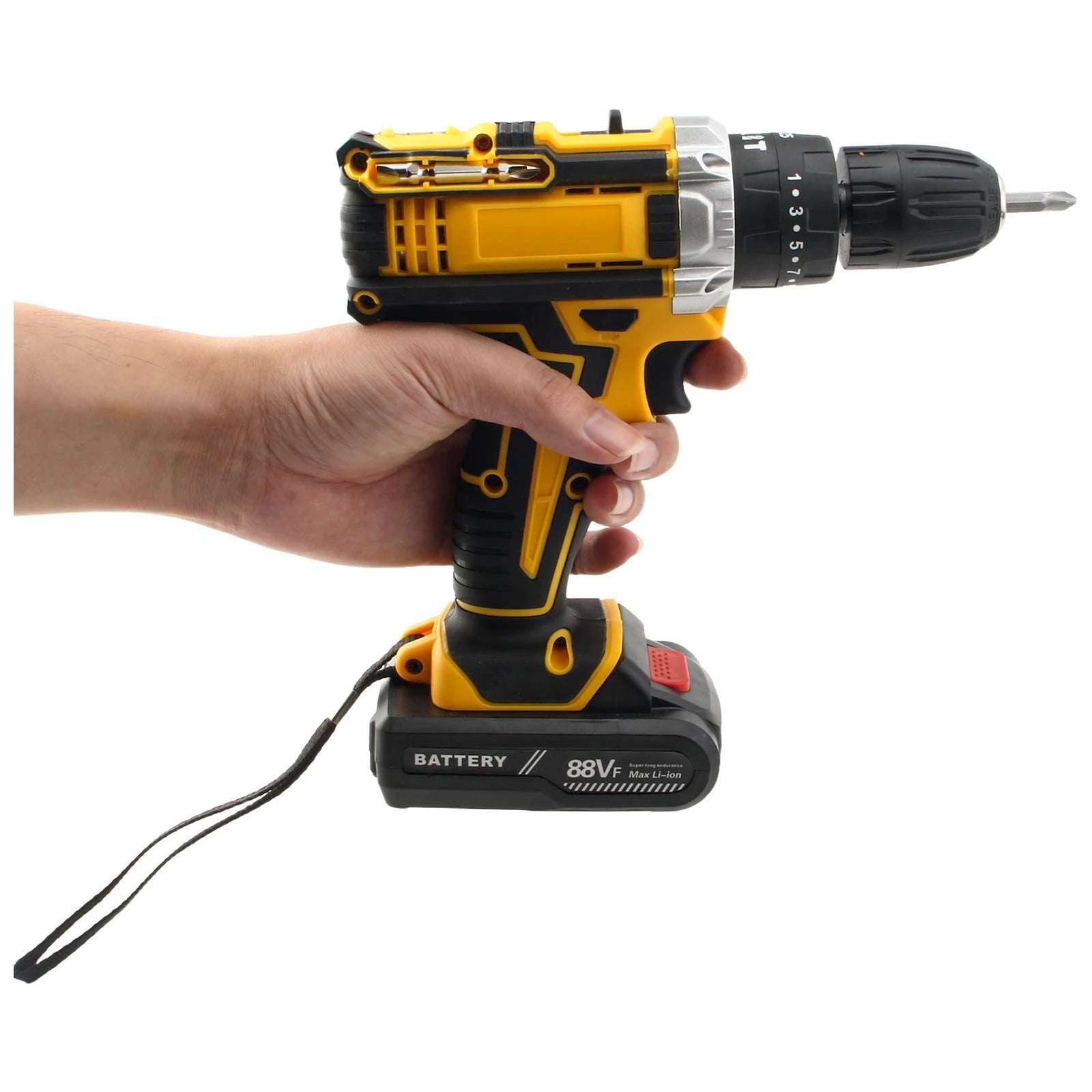 Cacciavite a percussione elettrico con coppia 25 + 3 Impostazione multifunzionale Cacciavite elettrico con trapano a batteria a 2 velocità con 2 batterie