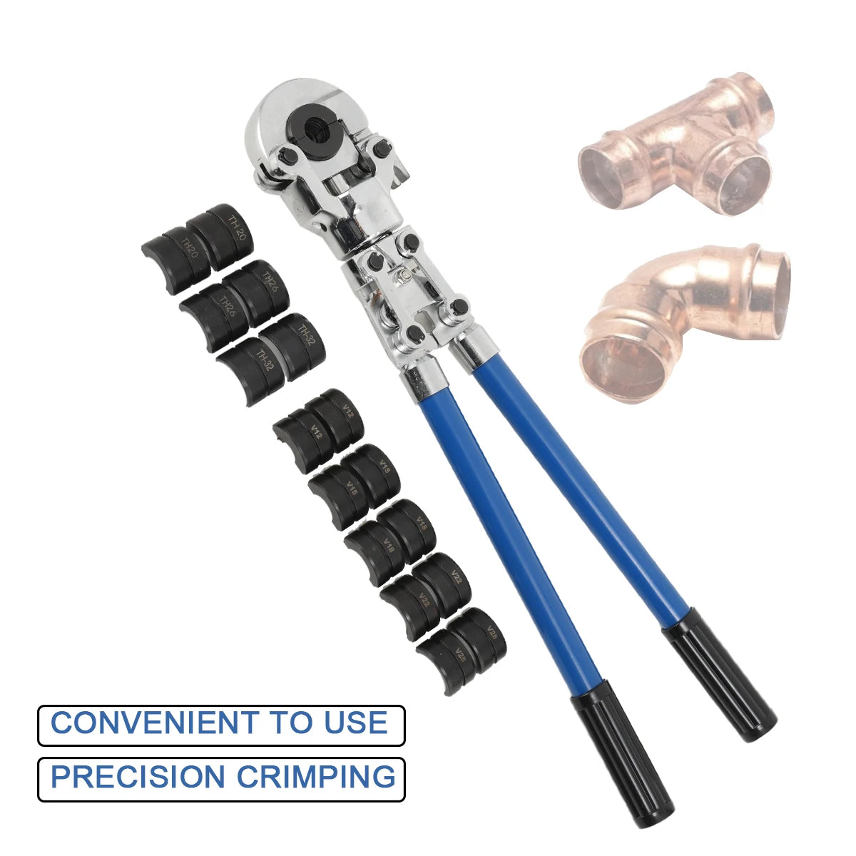 Pinza a crimpare con pressa manuale V12-28mm + pinza per crimpare tubi in rame per tubi compositi TH16-32mm