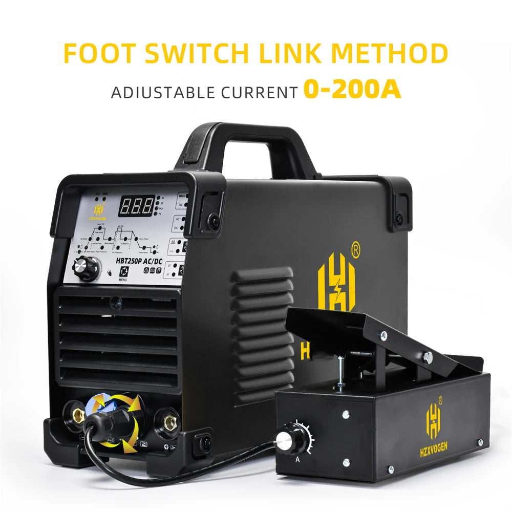 HZXVOGEN 200A 6 in 1 Saldatrice Multifunzione AC/DC HF TIG MMA ARC Argon Preciso Impulso Digitale Saldatore di Alluminio 2T/4T 220V