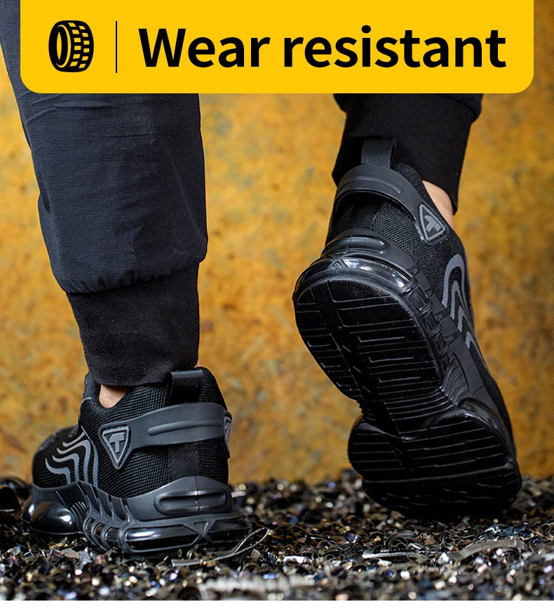 Nuove scarpe antinfortunistiche da uomo con bottone rotante, scarpe da lavoro anti-impatto e anti-perforanti, scarpe sportive da uomo alla moda e pro di sicurezza