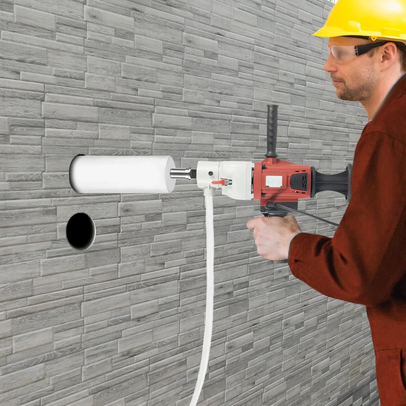 Impianto di perforazione per calcestruzzo 2200W 1200RPM Uso bagnato/secco Staffa regolabile in altezza Trapano verticale portatile 2 in 1