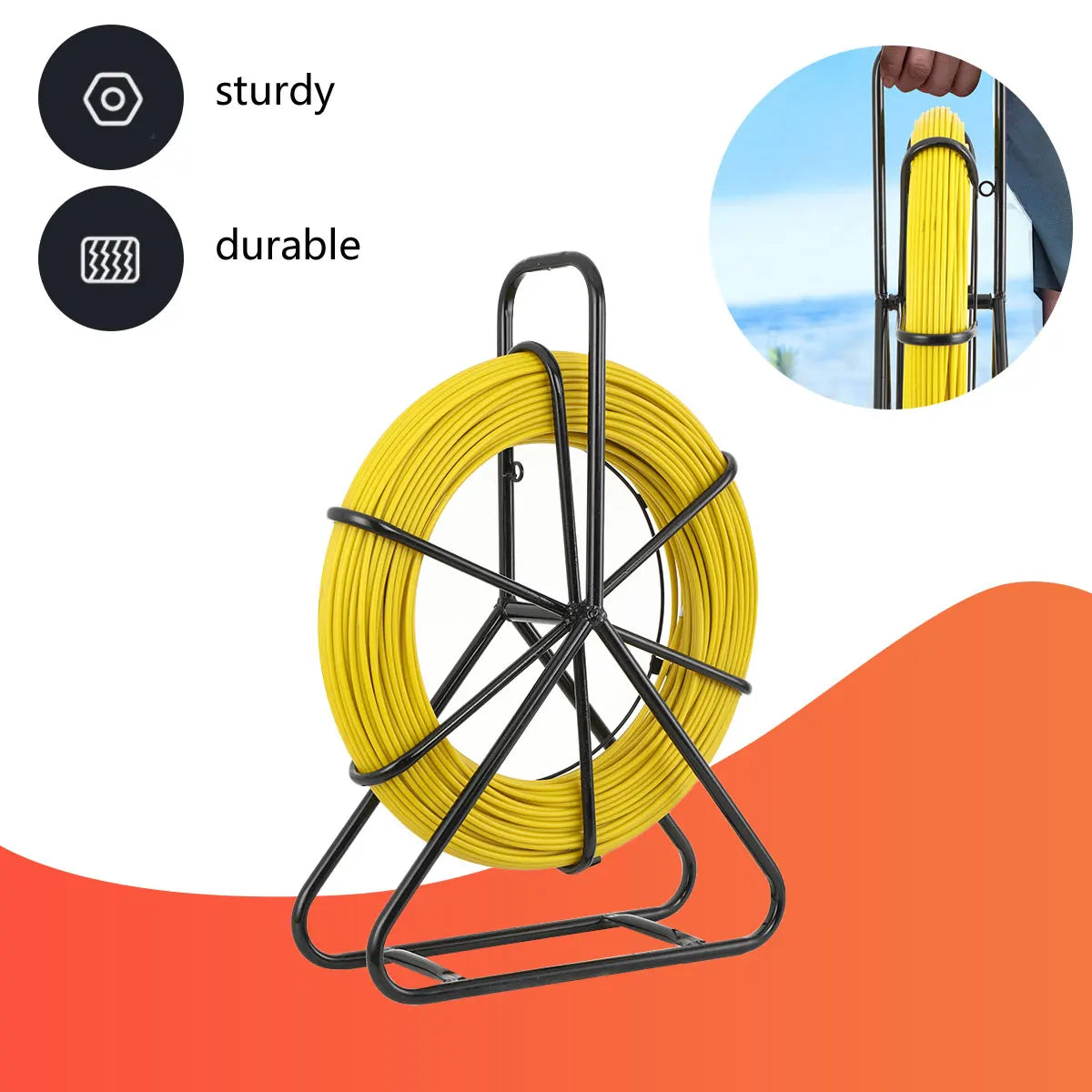 100/130m Elettricista Filo Filettatrice Cavo In Fibra di vetro Asta di marcia Pesce Nastro Rodder Cavo Sbloccatore Leader 6mm