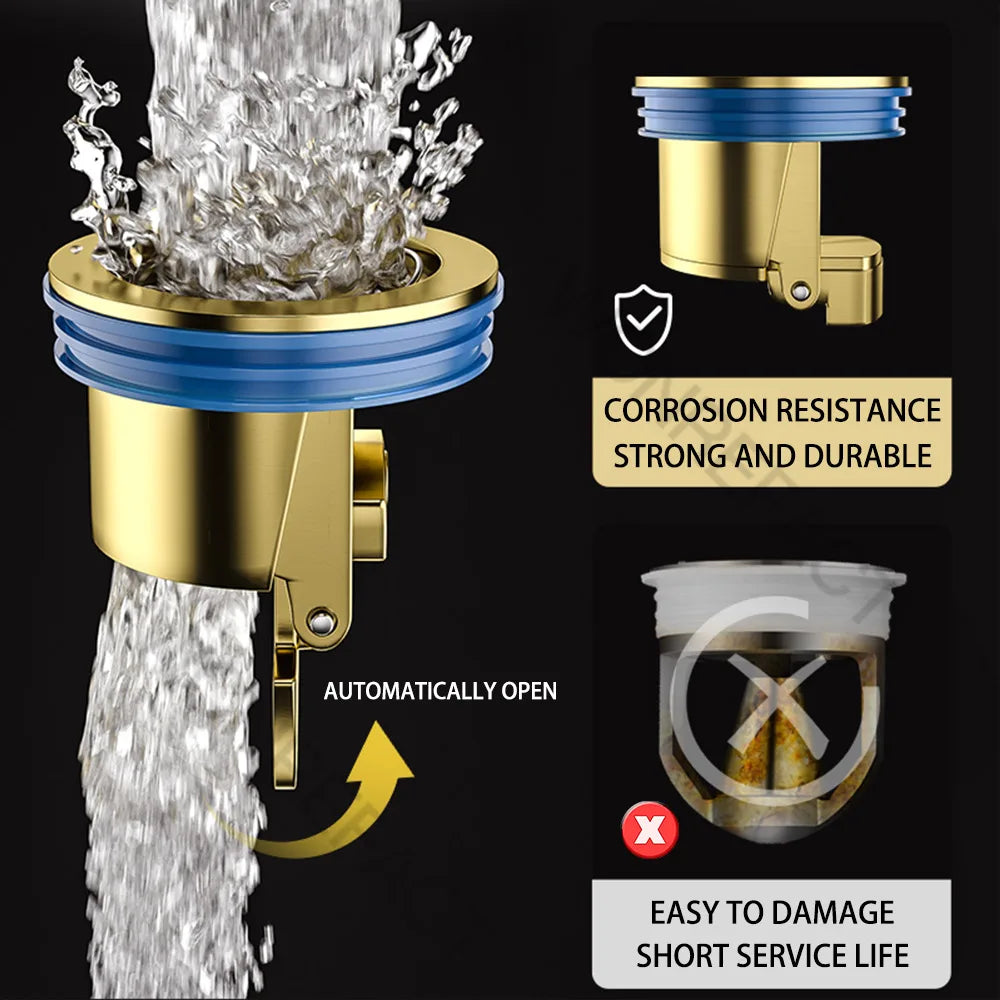 Scarico a pavimento in ottone Cor Anti-odore Anti-insetto Fogna Drenaggio rapido Scarico a pavimento per bagno Nucleo Durevole Installazione rapida Scarico a pavimento