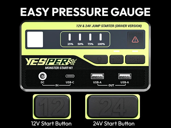 YESPER 24V Jump Car 6000A Peak Jump Starter Per auto Camion Batteria per camion portatile Dispositivo di avviamento Batteria esterna