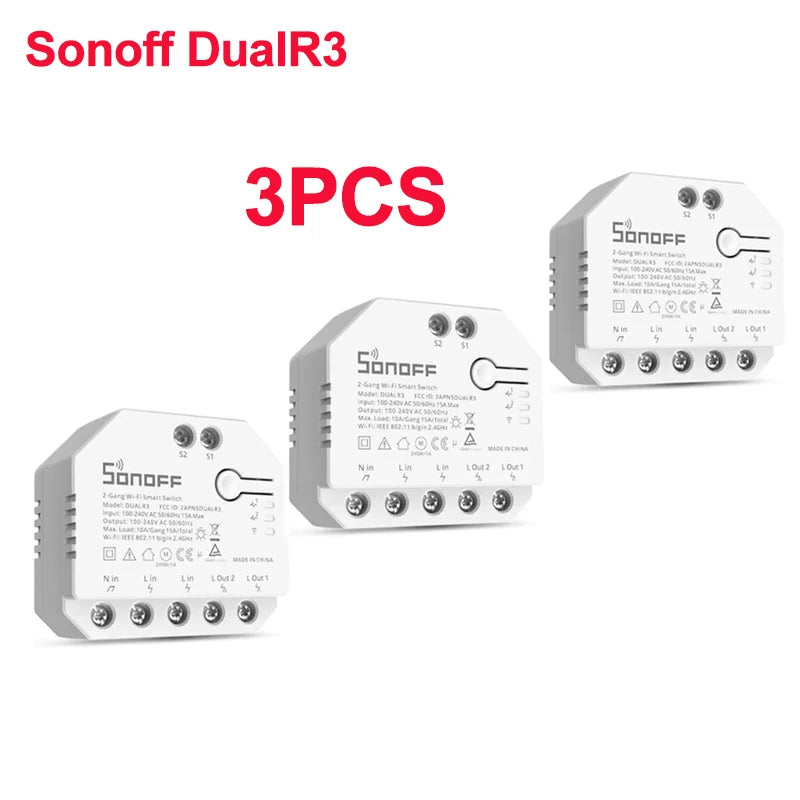Sonoff Dual R3 Dual Relay Wifi Smart Switch Controllo bidirezionale Misurazione della potenza Tende a rullo Motore Tende elettriche Tende Interruttore