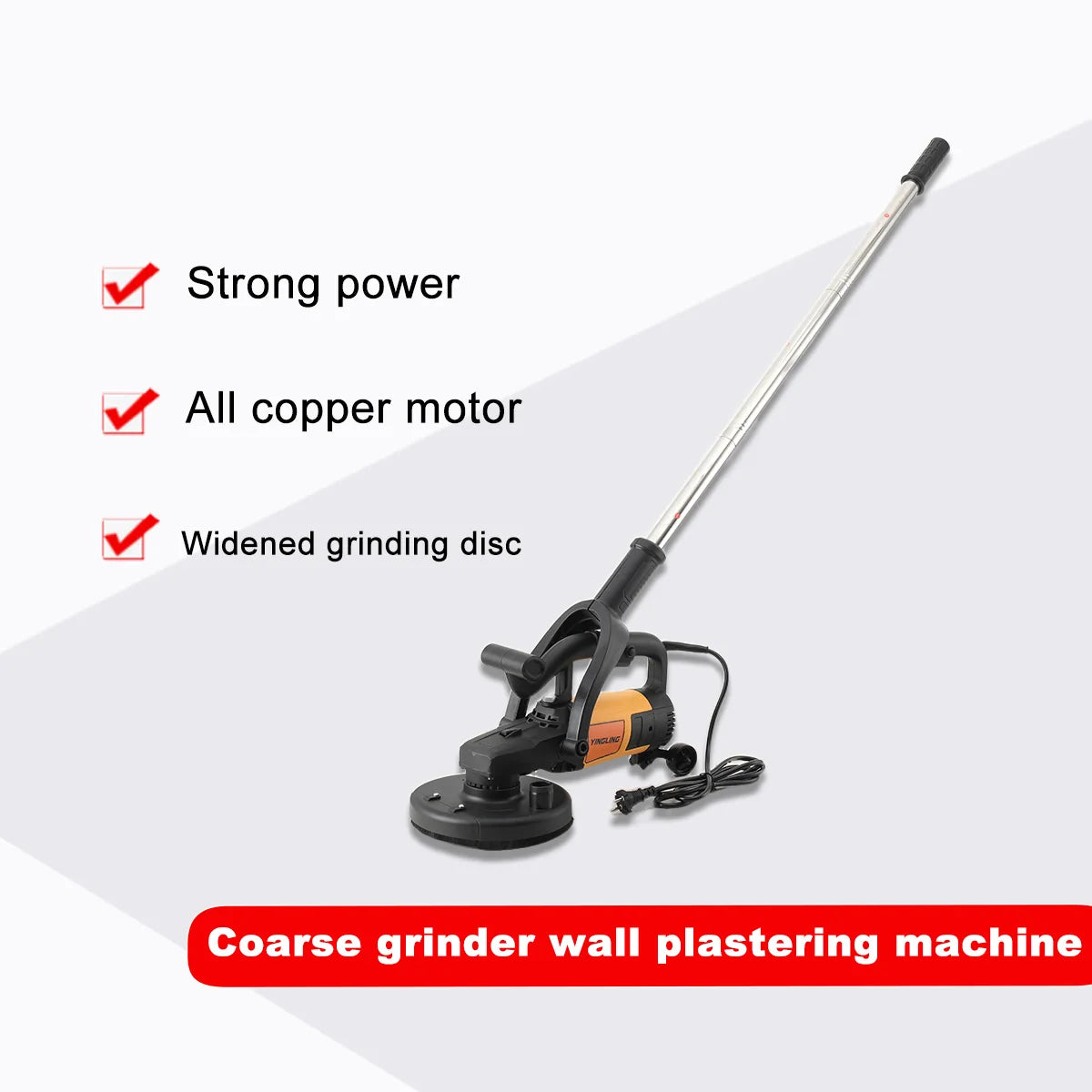 Rettificatrice per pareti 3800W Smerigliatrice grossolana portatile per intonacare le pareti con asta di prolunga per pareti, pavimenti in cemento, strumento per lucidare