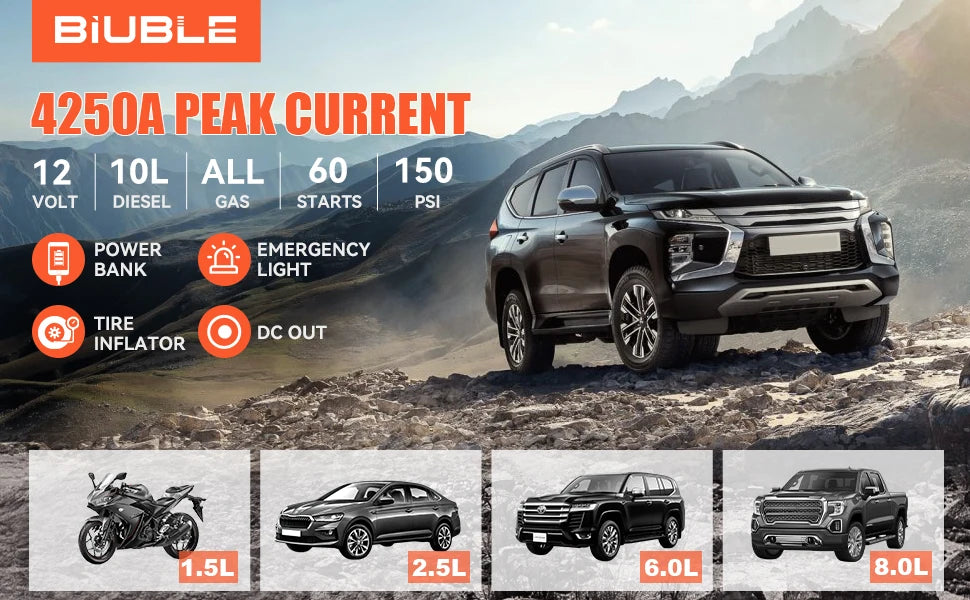 26800mAh Auto Salto di Avviamento Accumulatori E Caricabatterie Di Riserva Compressore D'aria Portatile Pompa di Gonfiaggio Stazione di Potere 4250A Batteria Avviamento Auto Booster