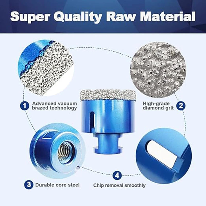 10/5/2/1PCS Set di punte per carotaggio diamantato a secco 6-125mm Sega a tazza diamantata per piastrelle in porcellana Marmo ceramico Granito Strumenti di perforazione