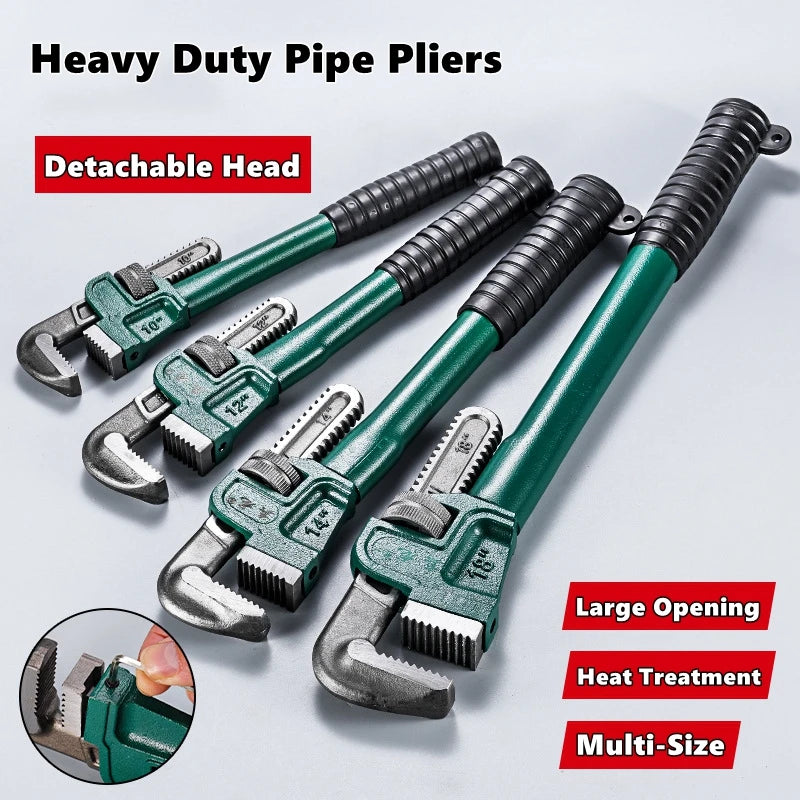 Chiave per tubi diritta in acciaio al carbonio resistente 10", 12", 14", 18" Pinza per tubi Chiave manuale universale per impianti idraulici regolabile industriale