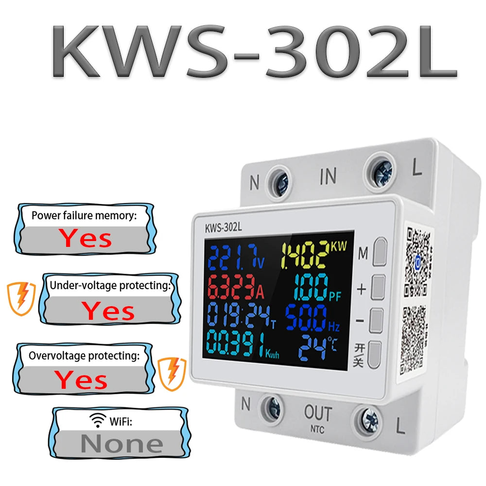 63A Tuya WIFI Smart Life Misuratore di tensione AC170-270V Wattmetro di corrente Misuratore di consumo di elettricità KWH Misuratore di energia di potenza
