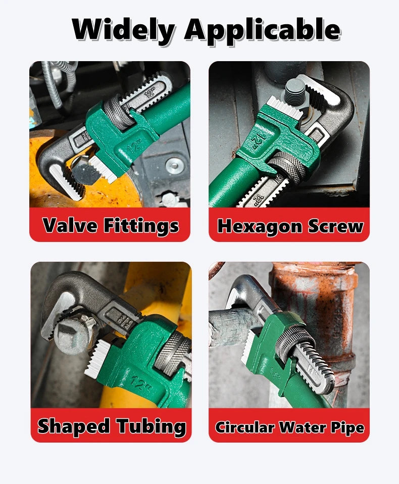 Chiave per tubi diritta in acciaio al carbonio resistente 10", 12", 14", 18" Pinza per tubi Chiave manuale universale per impianti idraulici regolabile industriale