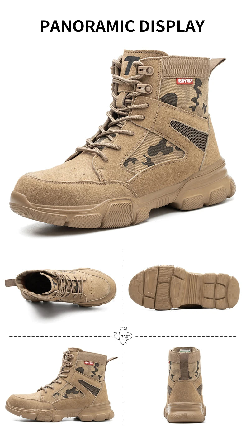 Scarpe da ginnastica Scarpe indistruttibili Scarpe antinfortunistiche da lavoro con puntale in acciaio Scarpe protettive di sicurezza maschili a prova di foratura Stivali tattici