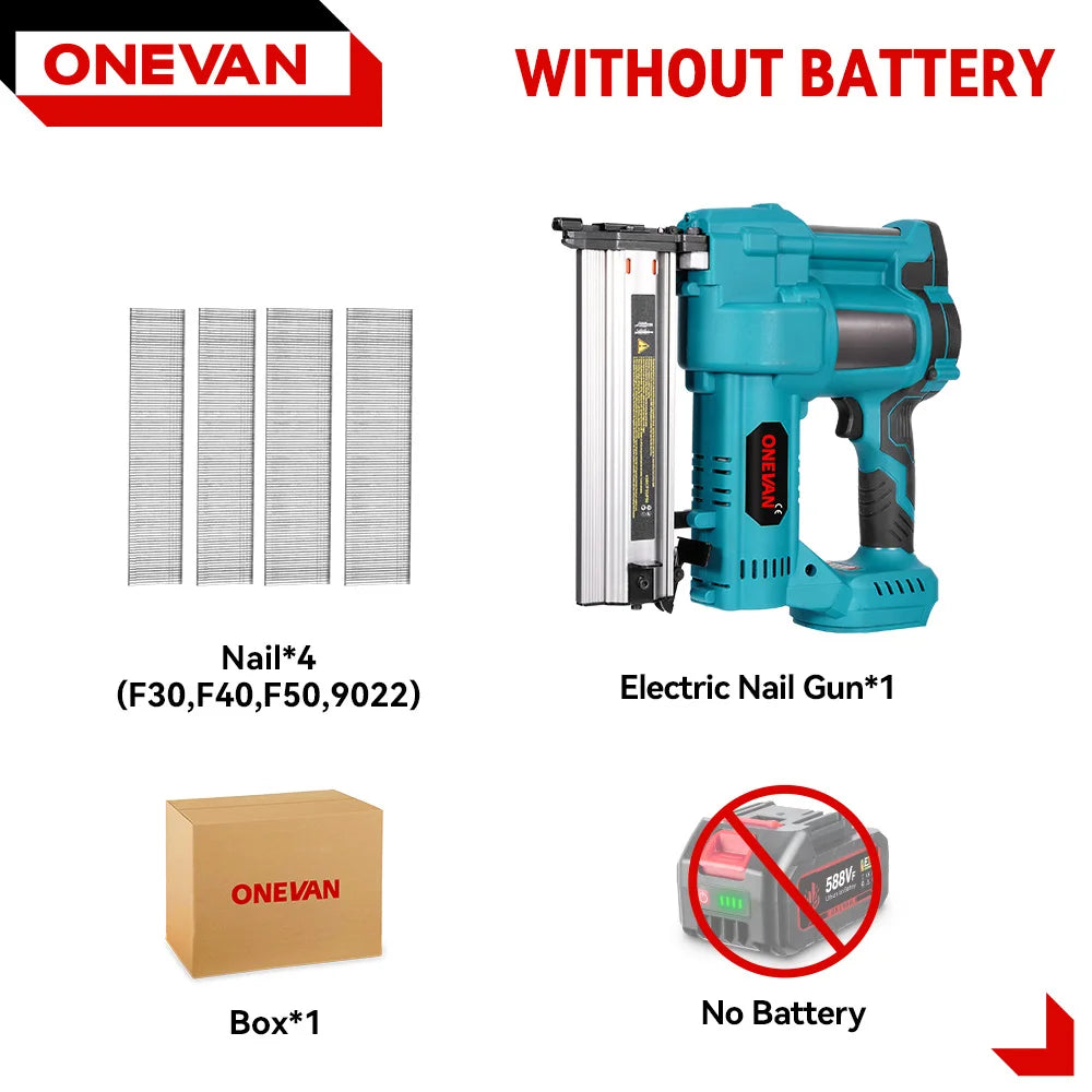 ONEVAN Brushless Elettrico 2 in 1 Chiodatrice/Pistola Cucitrice F15-50 K410-438 Utensili a batteria Con 4 Modalità Chiodo Per Makita 18V Batteria Spille