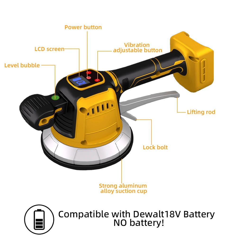 Macchina per livellare le vibrazioni delle piastrelle Strumento vibratore per piastrelle con display digitale a 10 velocità regolabile con design di blocco per batteria Dewalt