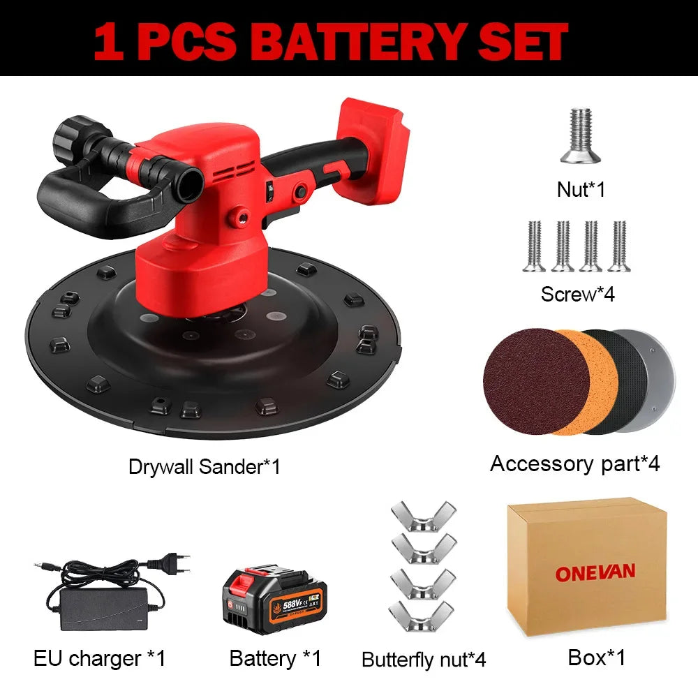 ONEVAN Brushless 380MM Levigatrice per cartongesso Levigatrice da parete Levigatrice da parete a velocità variabile Lucidatrice da muro per utensili elettrici 21V 18V