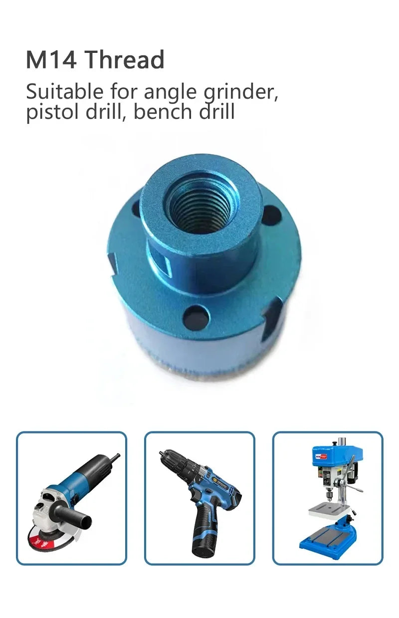 Set di punte da trapano con nucleo diamantato a secco M14 per utensile da taglio per taglierina per sega a tazza, marmo, vetro, granito